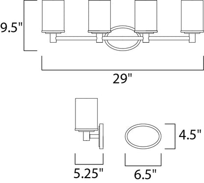 Maxim Cylinder 4-Light Bath Vanity in Satin Nickel 9054SWSN