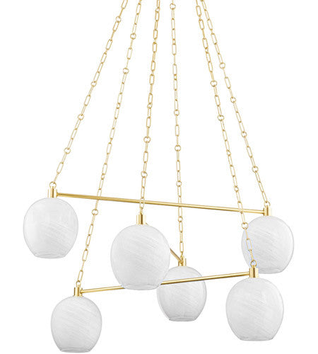 Hudson Valley Lighting Asbury Park 6 Light Chandelier in Aged Brass 9138-AGB