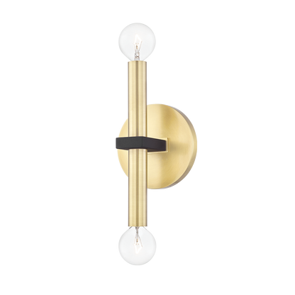 Mitzi 2 Light Wall Sconce in Aged Brass/Black H296102-AGB/BK