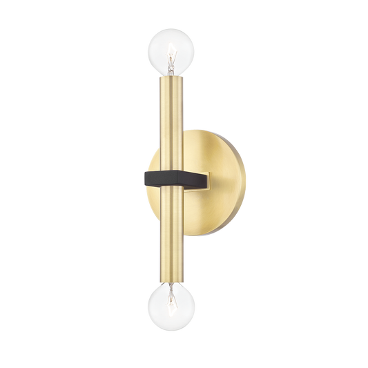 Mitzi 2 Light Wall Sconce in Aged Brass/Black H296102-AGB/BK