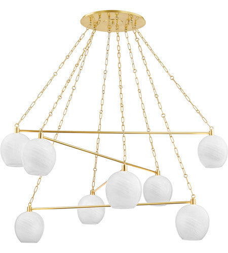 Hudson Valley Lighting Asbury Park 8 Light Chandelier in Aged Brass 9155-AGB