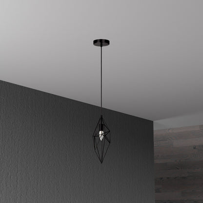 Dainolite 1 Light Incandescent Pendant, Black Finish 918-1P-BK