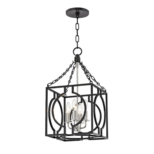 Hudson Valley Lighting Octavio Lantern in Aged Iron/polished Nickel Combo 9214-AIPN