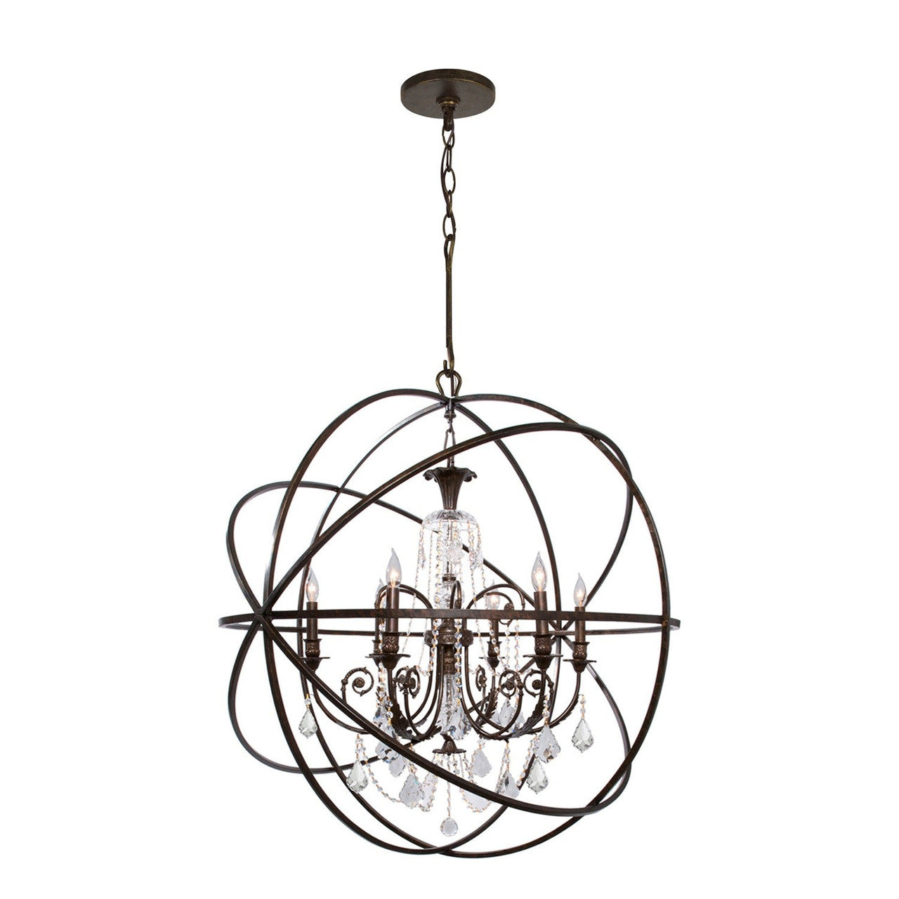 Crystorama Solaris 6 Light Crystal English Bronze Sphere Chandelier 9219-EB-CL-MWP