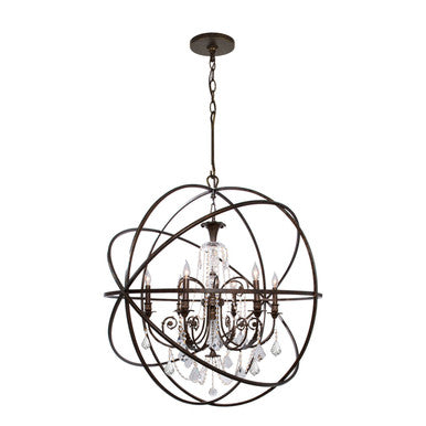 Crystorama Solaris 6 Light Swarovski Strass Crystal English Bronze Sphere Chandelier 9219-EB-CL-S