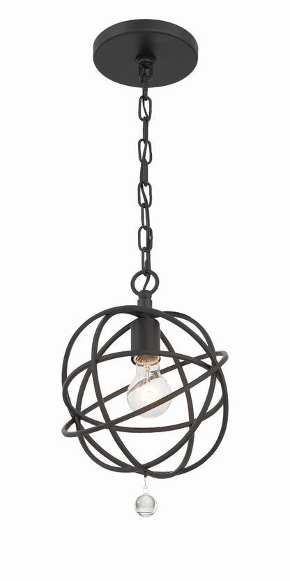 Crystorama Solaris 1 Light Black Pendant 9220-BK