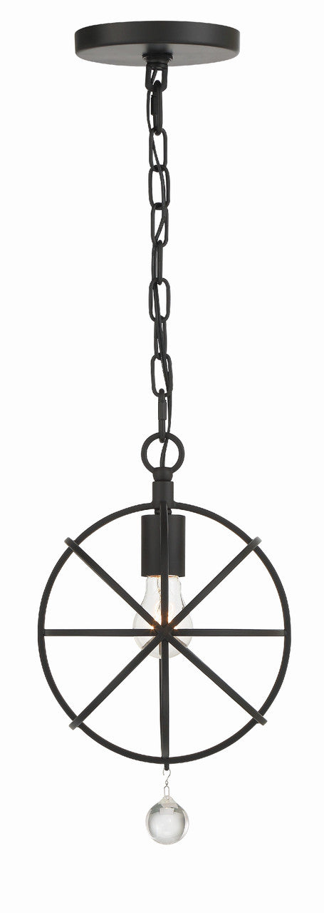 Crystorama Solaris 1 Light Black Pendant 9220-BK