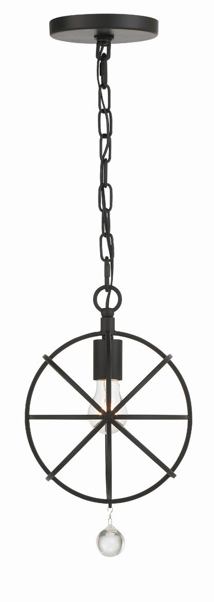 Crystorama Solaris 1 Light Black Pendant 9220-BK