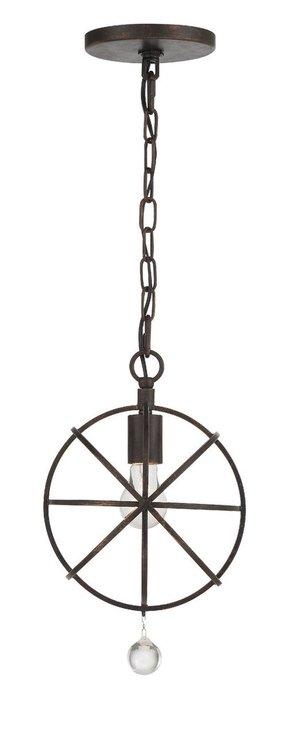 Crystorama Solaris 1 Light English Bronze Pendant 9220-EB