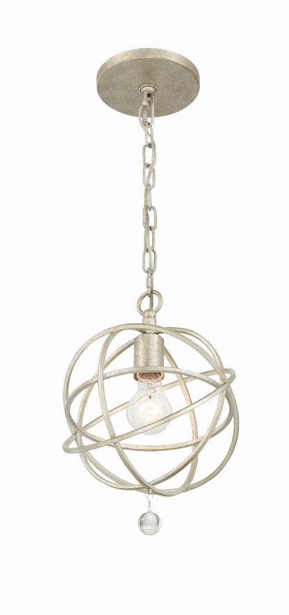 Crystorama Solaris 1 Light Olde Silver Pendant 9220-OS