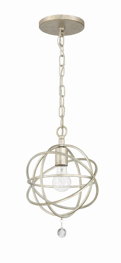 Crystorama Solaris 1 Light Olde Silver Pendant 9220-OS