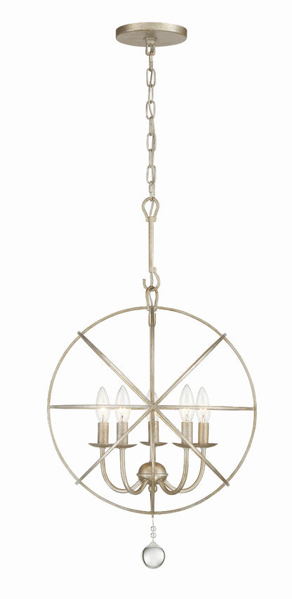 Crystorama Solaris 5 Light Olde Silver Mini Chandelier 9224-OS