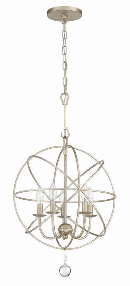 Crystorama Solaris 5 Light Olde Silver Mini Chandelier 9224-OS