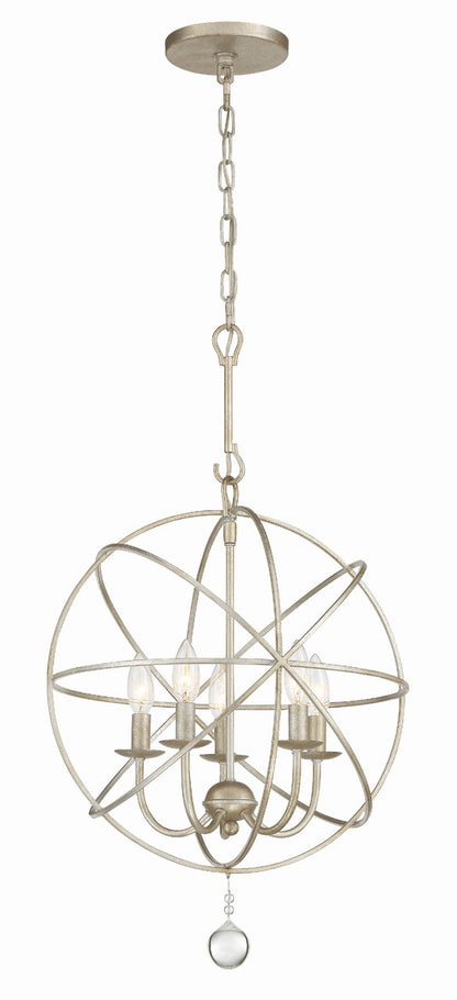 Crystorama Solaris 5 Light Olde Silver Mini Chandelier 9224-OS