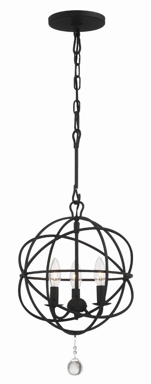 Crystorama Solaris 3 Light Black Mini Chandelier 9225-BK