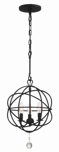 Crystorama Solaris 3 Light Black Mini Chandelier 9225-BK