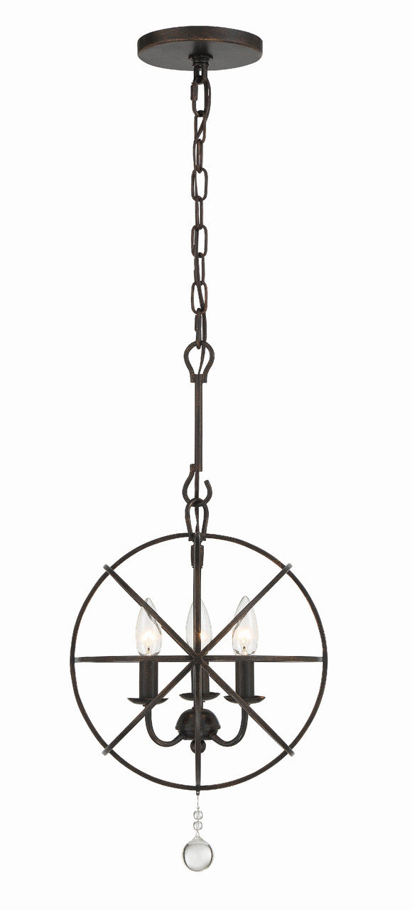 Crystorama Solaris 3 Light English Bronze Mini Chandelier 9225-EB