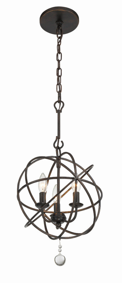 Crystorama Solaris 3 Light English Bronze Mini Chandelier 9225-EB