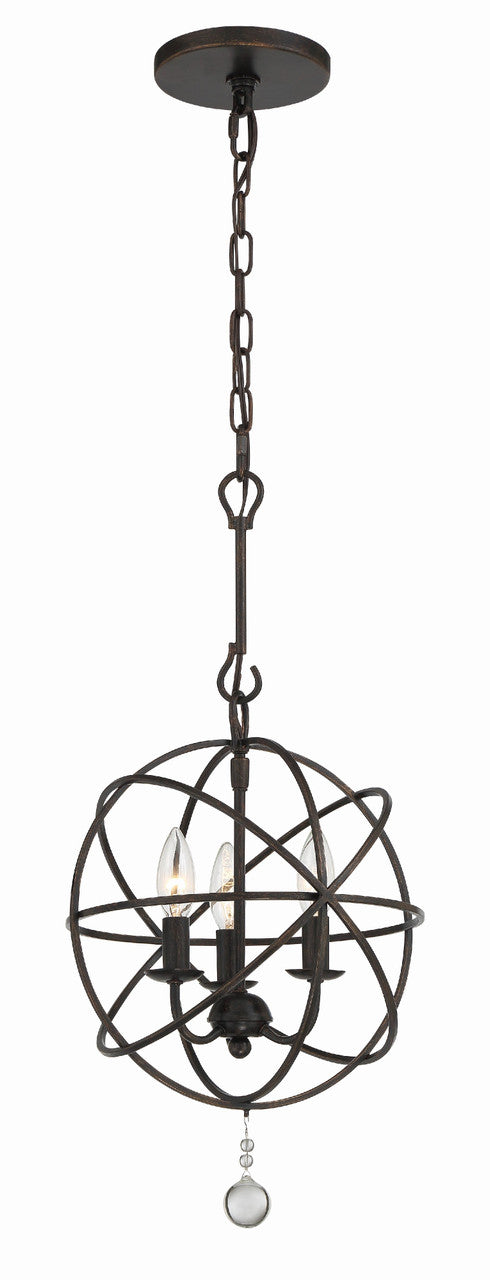 Crystorama Solaris 3 Light English Bronze Mini Chandelier 9225-EB