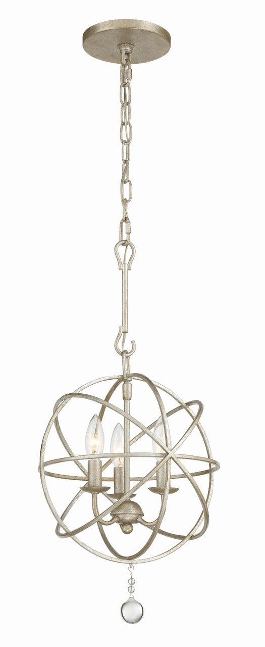 Crystorama Solaris 3 Light Olde Silver Mini Chandelier 9225-OS