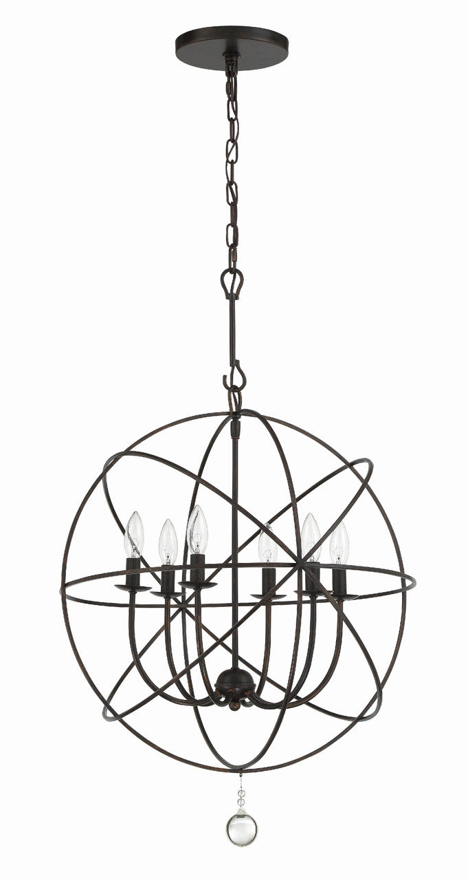 Crystorama Solaris 6 Light English Bronze Sphere Chandelier 9226-EB