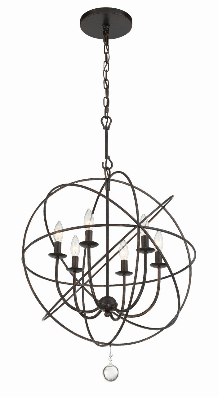 Crystorama Solaris 6 Light English Bronze Sphere Chandelier 9226-EB