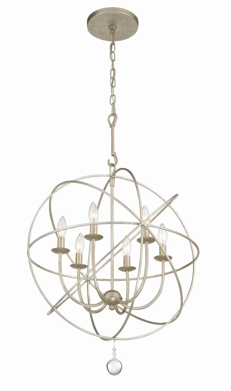 Crystorama Solaris 6 Light Olde Silver Sphere Chandelier 9226-OS