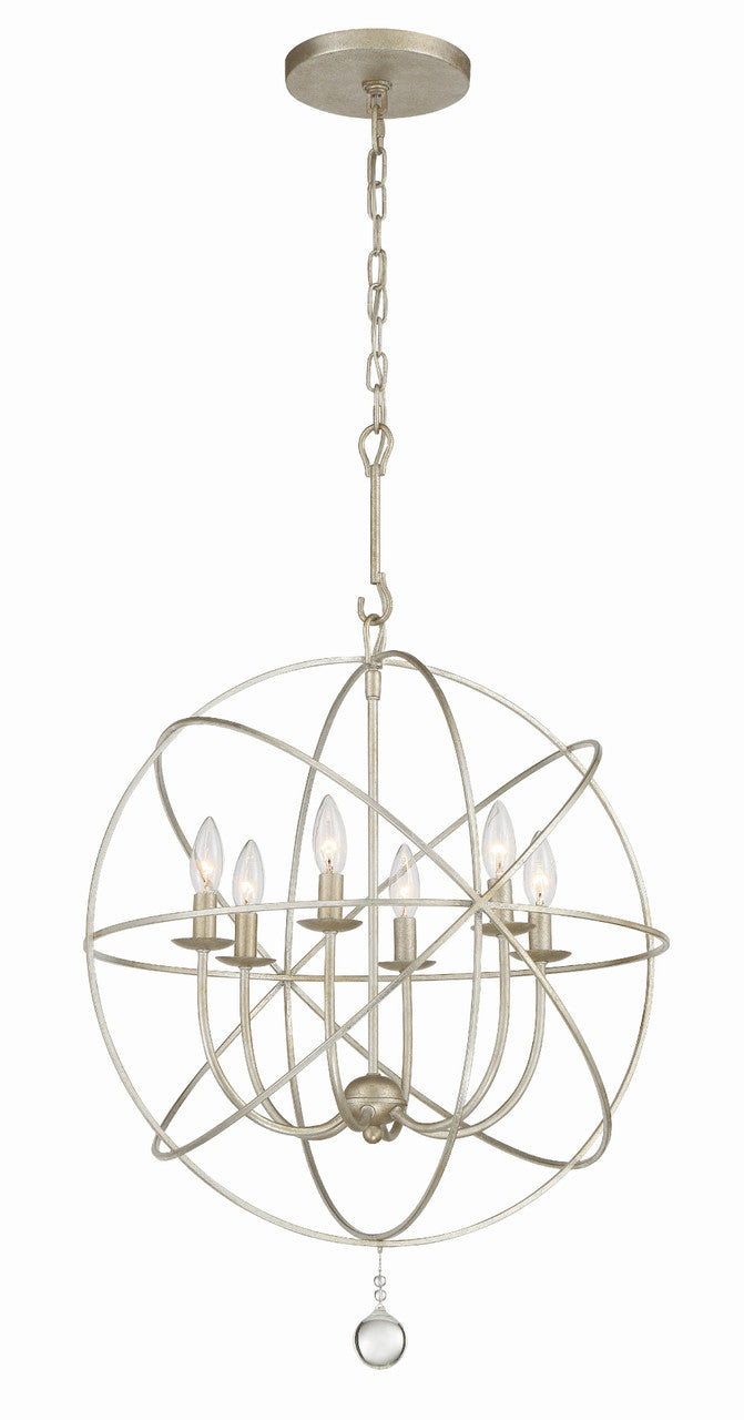 Crystorama Solaris 6 Light Olde Silver Sphere Chandelier 9226-OS