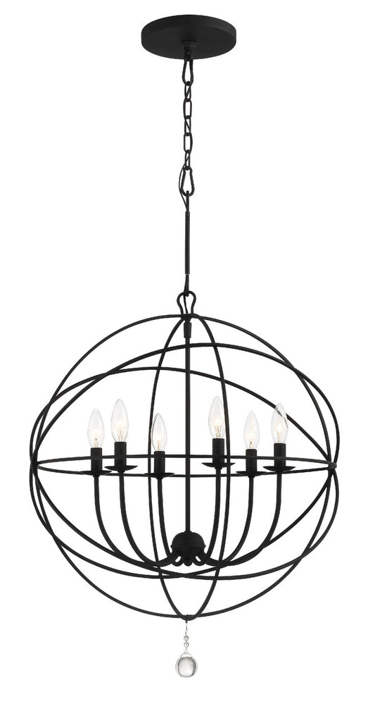 Crystorama Solaris 6 Light Black Sphere Chandelier 9228-BK