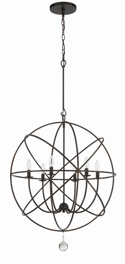 Crystorama Solaris 6 Light English Bronze Sphere Chandelier 9228-EB