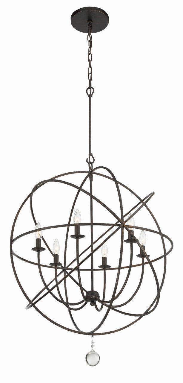 Crystorama Solaris 6 Light English Bronze Sphere Chandelier 9228-EB