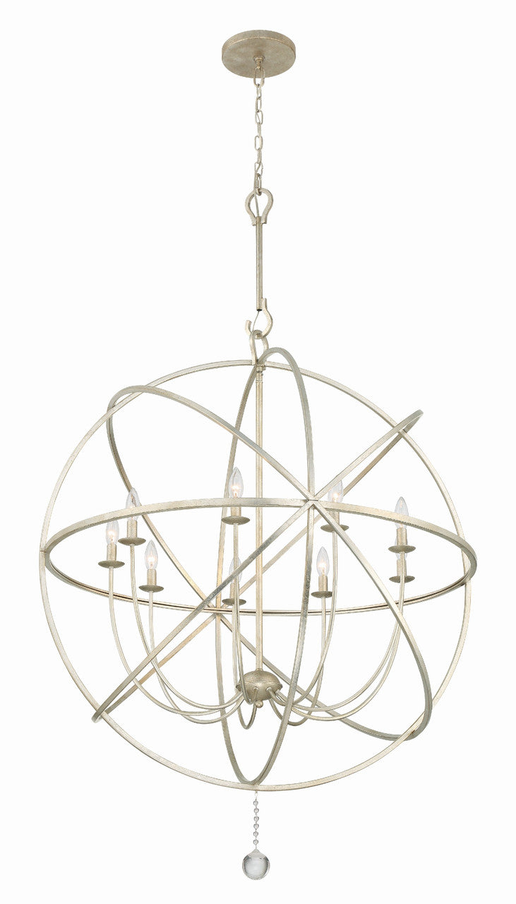 Crystorama Solaris 9 Light Olde Silver Sphere Chandelier 9229-OS