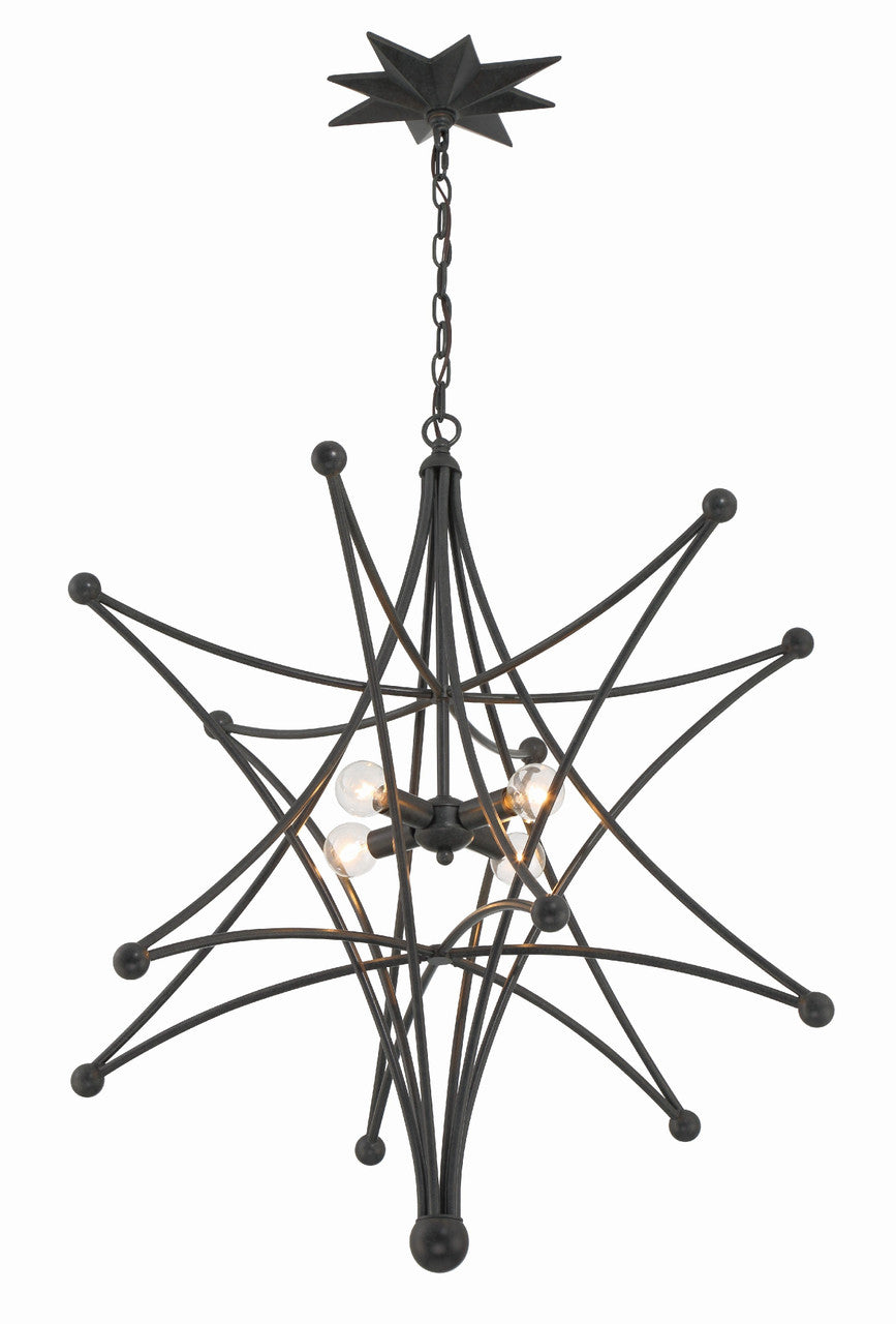 Crystorama Astro 4 Light Black Chandelier 9236-BK