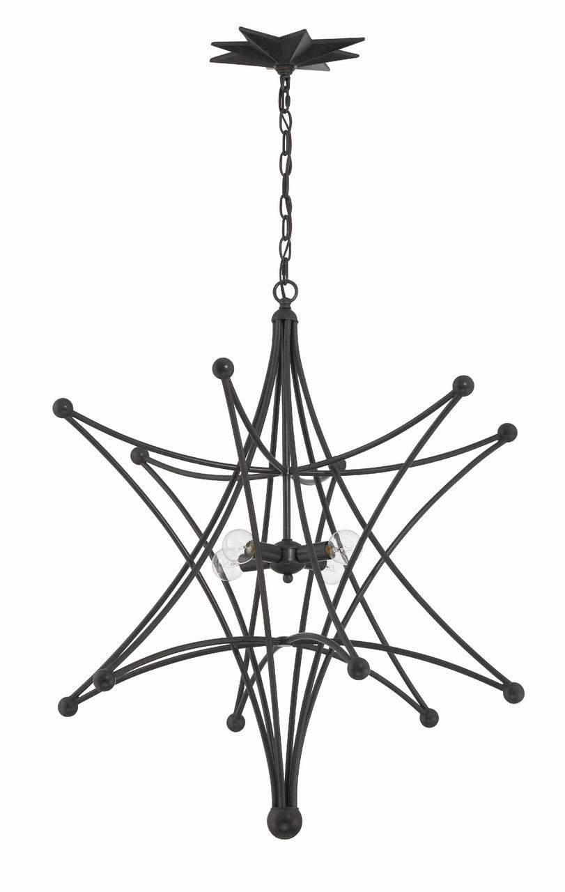 Crystorama Astro 4 Light Black Chandelier 9236-BK