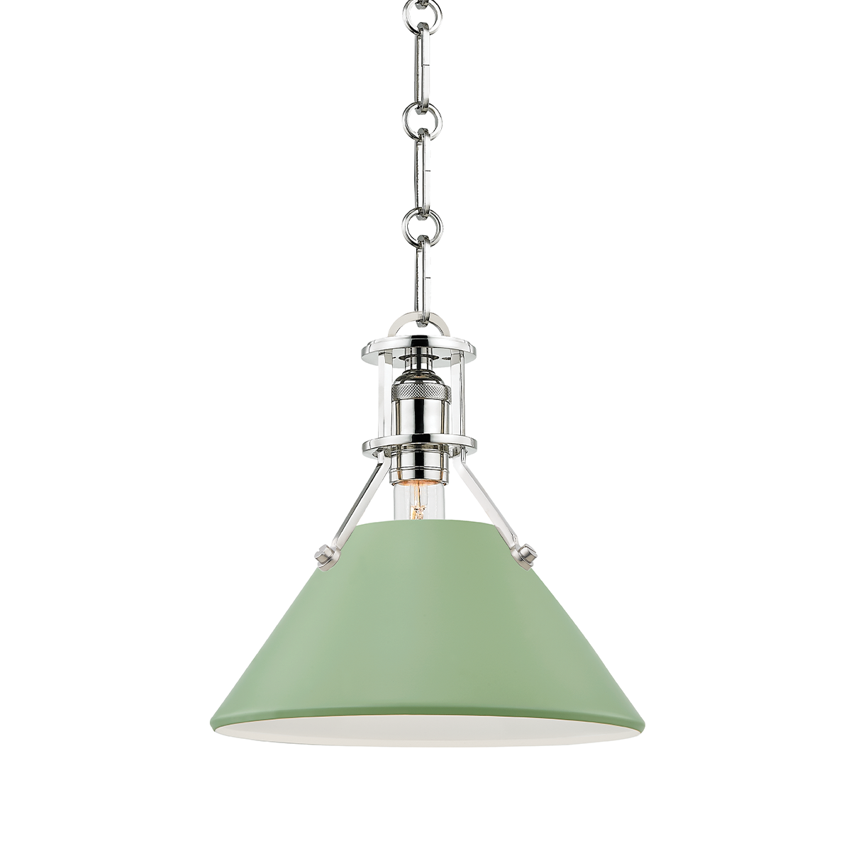 Hudson Valley Lighting Painted No.2 Pendant in Polished Nickel/leaf Green MDS351-PN/LFG