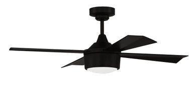 Craftmade Ceiling Fan 42" Theo,Flat Black Finish, Flat Black Blades, Light Kit Inlcuded (Optional) THO42FB4