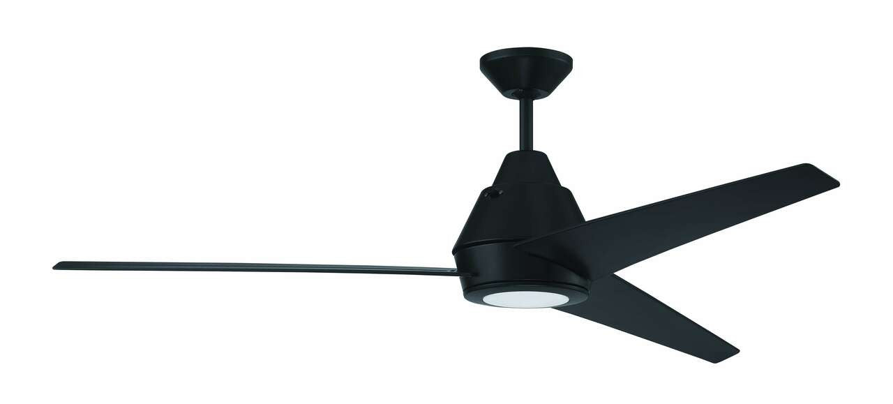 Craftmade 56" Ceiling Fan with Blades and Light Kit in Flat Black ACA56FB3