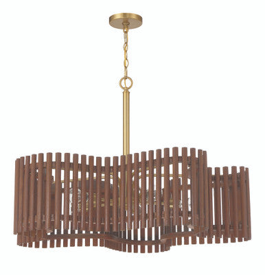 Craftmade Freeform 5 Light Large Chandelier in Satin Brass/Walnut 58426-SBWAL