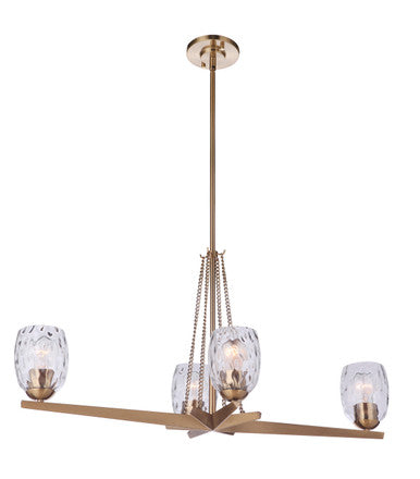 Craftmade Guiding Star 4 Light Island Linear Chandelier in Satin Brass 57374-SB