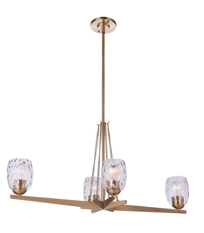 Craftmade Guiding Star 4 Light Island Linear Chandelier in Satin Brass 57374-SB