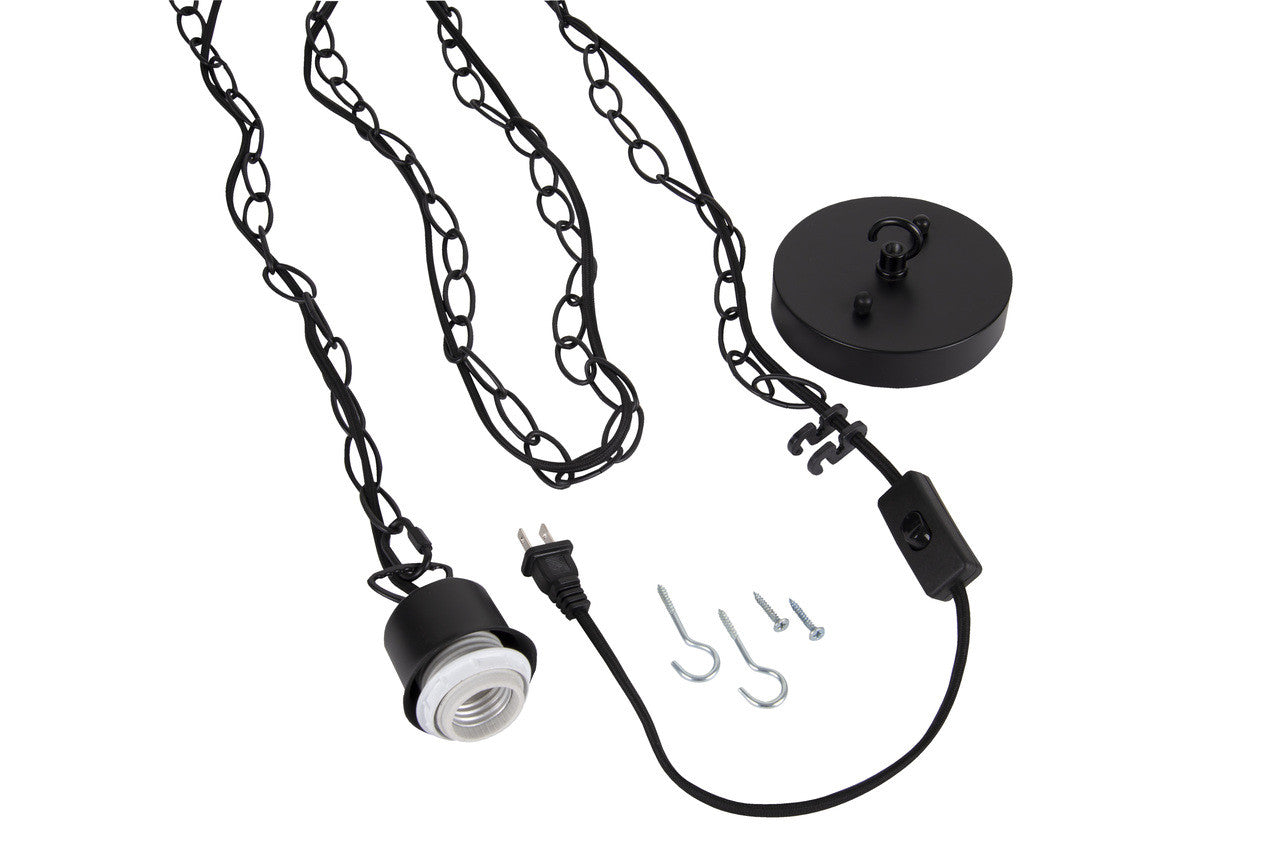 Craftmade Swag Hardware Kit 15' Black Cloth Cord w/Socket, Chain and Canopy in Flat Black SW1004-FB