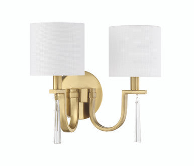 Craftmade Fortuna 2 Light Wall Sconce in Satin Brass 58262-SB