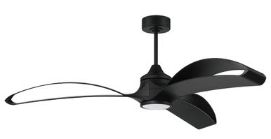 Craftmade Ceiling Fan 60"  Bandeaux Fan Flat Black, Flat Black Finish Blades, light kit Included (Optional) BDX60FB3