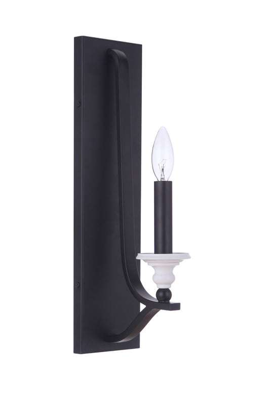 Craftmade Esme 1 Light Sconce in Flat Black / Matte White 57661-FBMWW