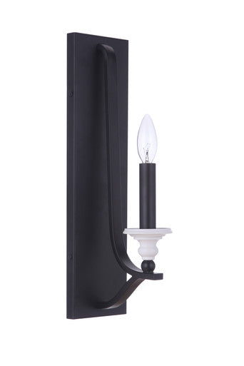 Craftmade Esme 1 Light Sconce in Flat Black / Matte White 57661-FBMWW