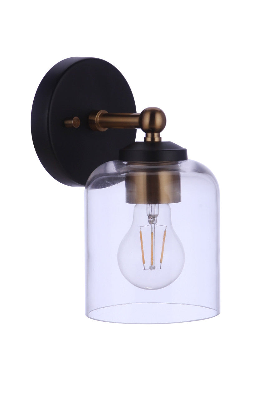 Craftmade Coppa 1 Light Wall Sconce in Flat Black/Satin Brass 18705FBSB1