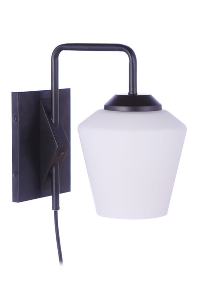 Craftmade Rive Portable 1 Light Plug-In Wall Sconce in Flat Black 56761P-FB