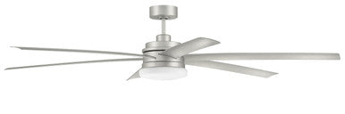 Craftmade Ceiling Fan 72" Chilz Smart Ceiling Fan, Painted Nickel, Integrated LED Light Kit, Remote & WiFi Control CLZ72PN6