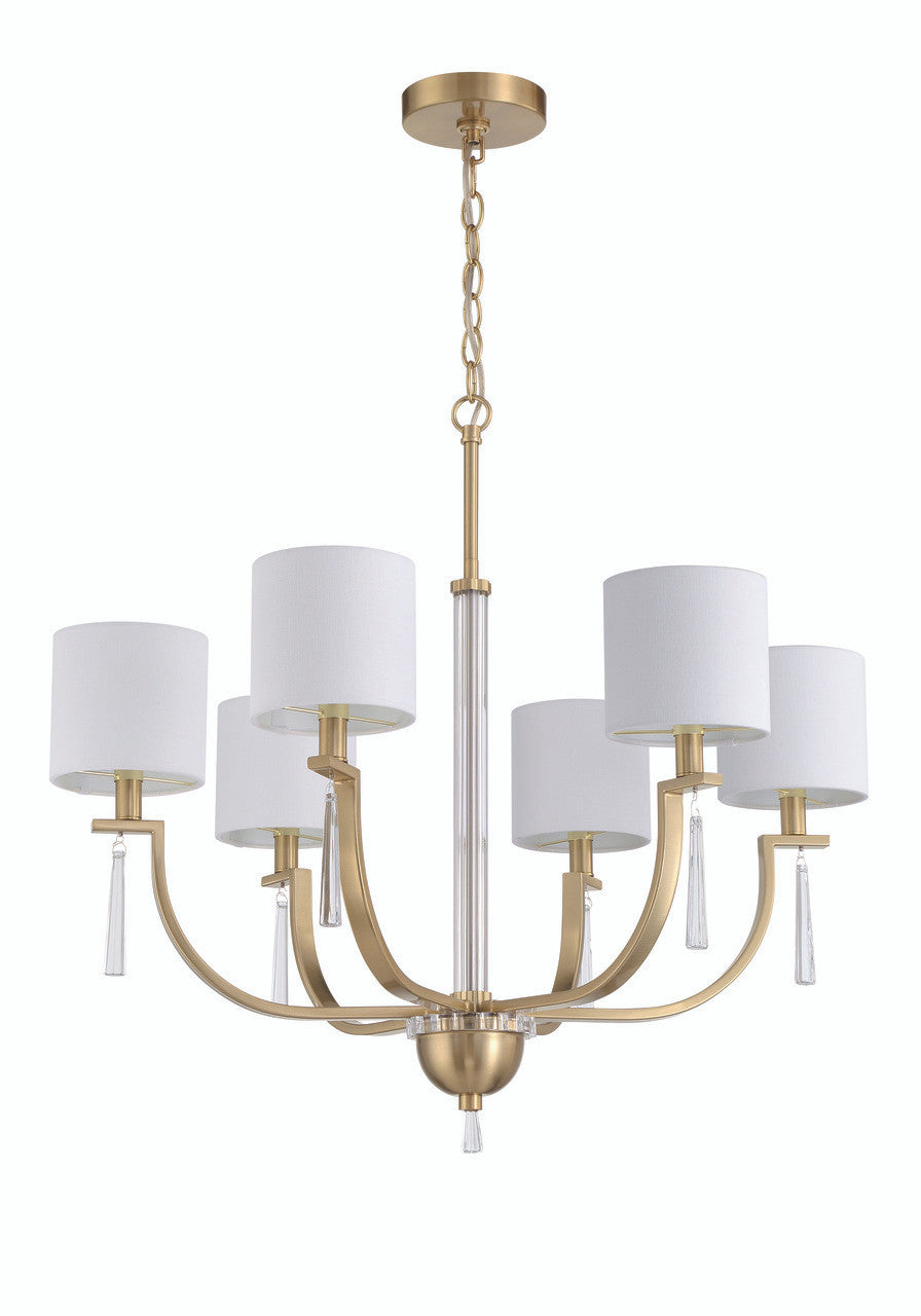 Craftmade Fortuna 6 Light Chandelier in Satin Brass 58226-SB