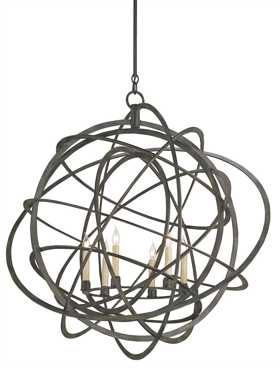 Currey & Co. Genesis Black Orb Chandelier 9488